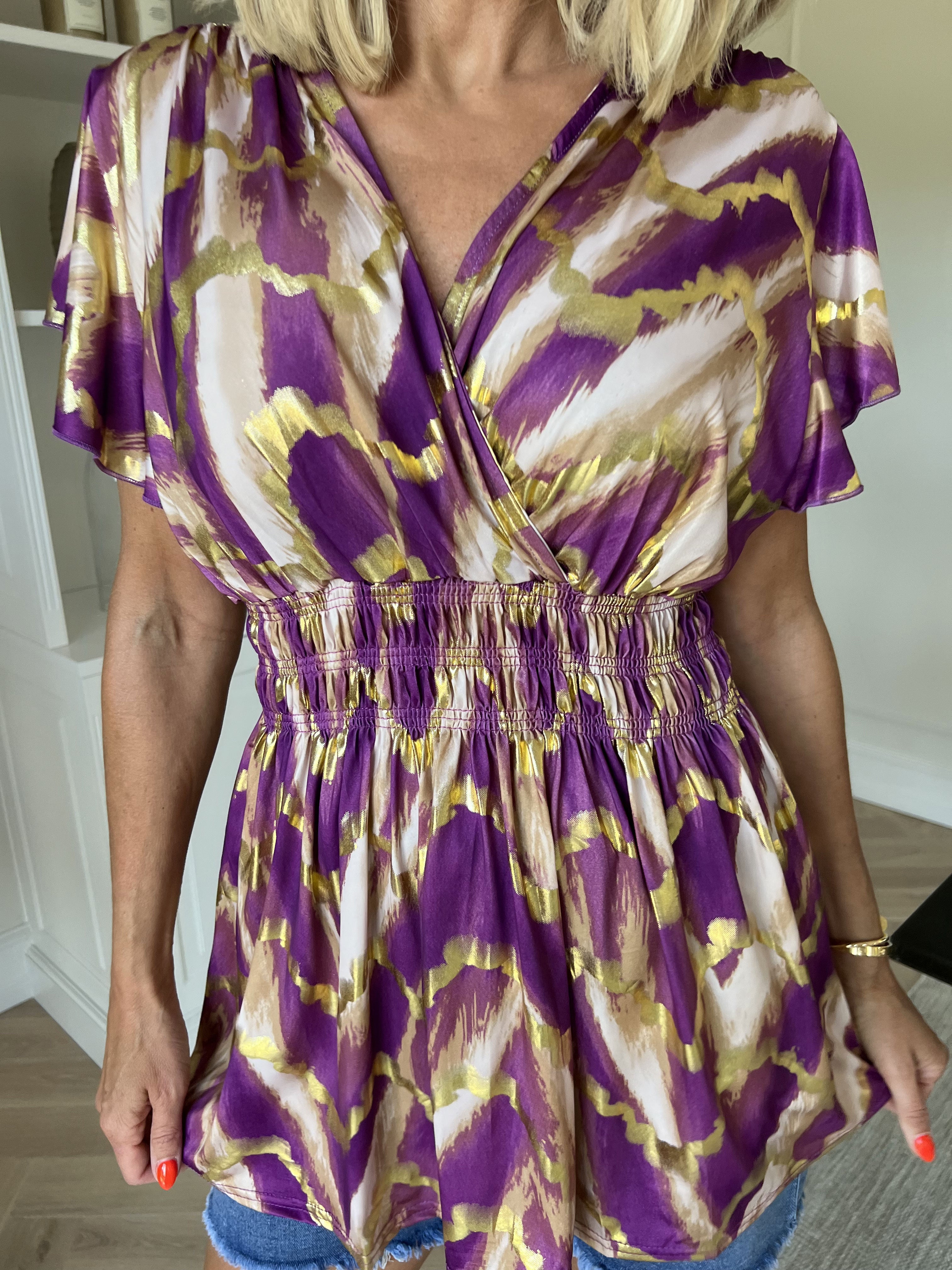 Pams Wave Shirt - Sød tunika i fint med print med smock